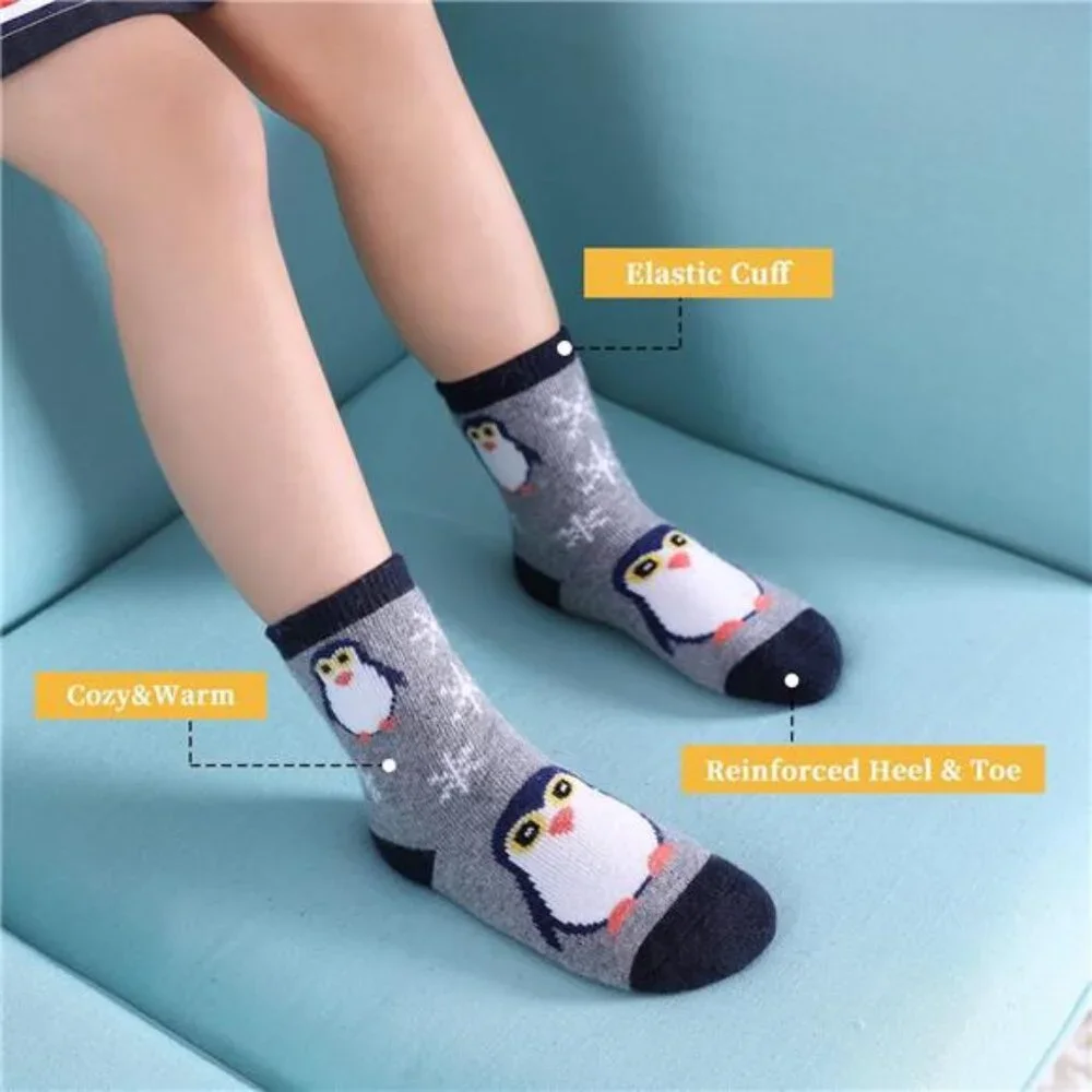 6 Pairs Kids Merino Wool Hiking Socks Thermal Winter Crew Socks